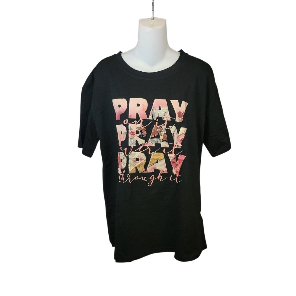 Pray Pray Pray Christian Graphic Casual Short Sleeve T-Shirt - Nwot